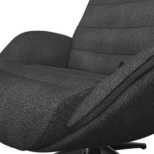 Relaxfauteuil LESO Bouclé Stof Bony: Antracietkleurig - Zwart - Zonder hocker