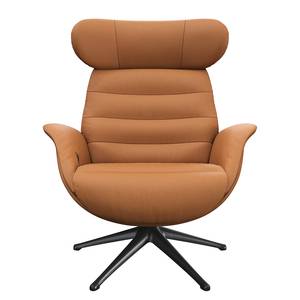 Relaxfauteuil LESO Leer Danbi: Cognac - Zwart - Zonder hocker