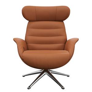 Fauteuil de relaxation Leso Cuir Danbi: Marron châtaignier - Chrome brillant - Sans repose-pieds