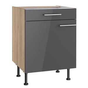 Armoire basse OPTIkomfort III Anthracite / Chêne sauvage - Largeur : 60 cm