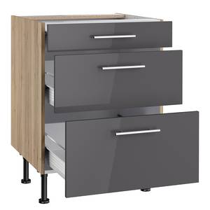 Armoire basse OPTIkomfort IV Anthracite / Chêne sauvage - Largeur : 60 cm