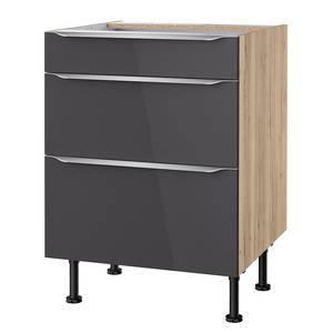 Armoire basse OPTIkomfort II Anthracite / Chêne sauvage - Largeur : 60 cm