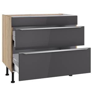 Kookplaatkast OPTIkomfort Antracietkleurig/Wildeikenhouten - Breedte: 90 cm