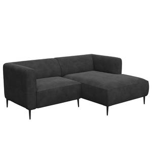 Hoekbank DUNKELD 1,5-zits + chaise long. Bouclé Stof Bony: Antracietkleurig - Longchair vooraanzicht rechts