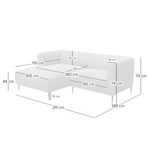 Ecksofa DUNKELD 1,5-Sitzer mit Longchair Webstoff Saia: Rost - Longchair davorstehend links