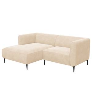 Hoekbank DUNKELD 1,5-zits + chaise long. Bouclé Stof Bony: Beige - Longchair vooraanzicht links