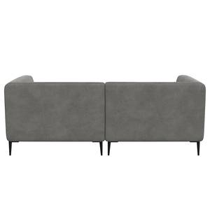 Ecksofa DUNKELD 1,5-Sitzer mit Longchair Bouclé Stoff Bony: Grau - Longchair davorstehend links