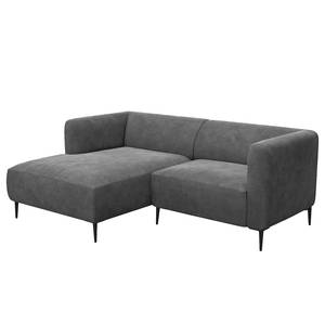 Ecksofa DUNKELD 1,5-Sitzer mit Longchair Samt Shyla: Grau - Longchair davorstehend links