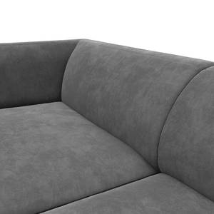 Hoekbank DUNKELD 1,5-zits + chaise long. Velours Shyla: Grijs - Longchair vooraanzicht links