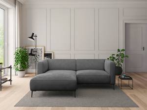 Ecksofa DUNKELD 1,5-Sitzer mit Longchair Samt Shyla: Grau - Longchair davorstehend links