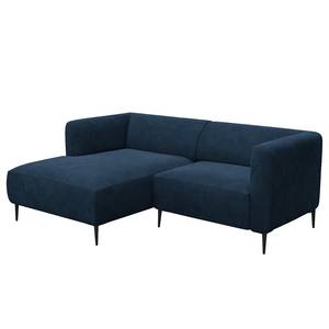 Ecksofa DUNKELD 1,5-Sitzer mit Longchair Samt Shyla: Dunkelblau - Longchair davorstehend links