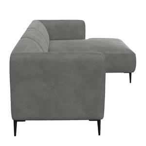 Ecksofa DUNKELD 2,5-Sitzer mit Longchair Bouclé Stoff Bony: Grau - Longchair davorstehend rechts