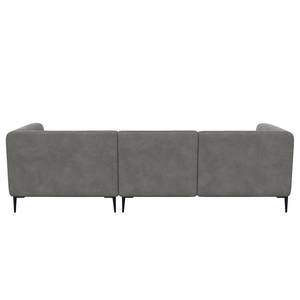 Ecksofa DUNKELD 2,5-Sitzer mit Longchair Bouclé Stoff Bony: Grau - Longchair davorstehend rechts