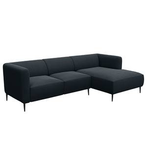 Ecksofa DUNKELD 2,5-Sitzer mit Longchair Webstoff Saia: Grau - Longchair davorstehend rechts