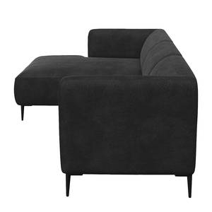 Ecksofa DUNKELD 2,5-Sitzer mit Longchair Bouclé Stoff Bony: Anthrazit - Longchair davorstehend links