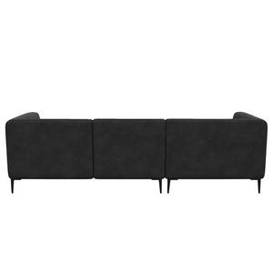 Ecksofa DUNKELD 2,5-Sitzer mit Longchair Bouclé Stoff Bony: Anthrazit - Longchair davorstehend links