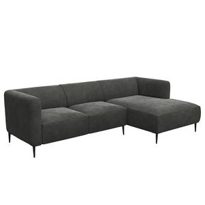 Ecksofa DUNKELD 2,5-Sitzer mit Longchair Samt Shyla: Rauchgrün - Longchair davorstehend rechts