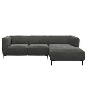 Ecksofa DUNKELD 2,5-Sitzer mit Longchair Samt Shyla: Rauchgrün - Longchair davorstehend rechts