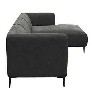 Ecksofa DUNKELD 2,5-Sitzer mit Longchair Samt Shyla: Rauchgrün - Longchair davorstehend rechts