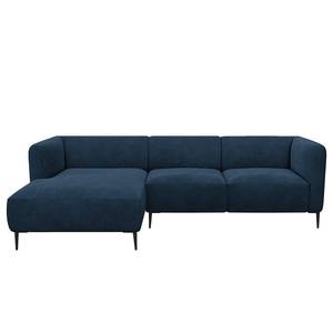 Ecksofa DUNKELD 2,5-Sitzer mit Longchair Samt Shyla: Dunkelblau - Longchair davorstehend links