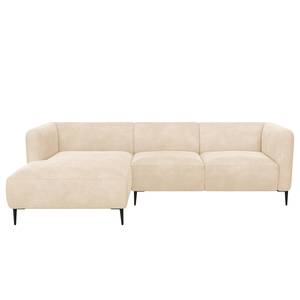 Ecksofa DUNKELD 2,5-Sitzer mit Longchair Bouclé Stoff Bony: Beige - Longchair davorstehend links