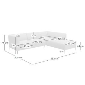 Ecksofa DUNKELD 2,5-Sitzer mit Ottomane Bouclé Stoff Bony: Anthrazit - Ottomane davorstehend rechts