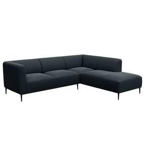 Ecksofa DUNKELD 2,5-Sitzer mit Ottomane Webstoff Saia: Grau - Ottomane davorstehend rechts