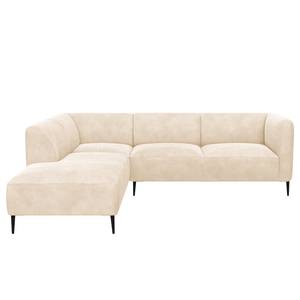 Ecksofa DUNKELD 2,5-Sitzer mit Ottomane Bouclé Stoff Bony: Beige - Ottomane davorstehend links