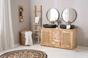 Mobile per doppio lavabo Chanelle Mango massello / Rattan - Mango / Marrone