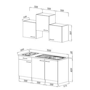 Cuisine Luis II Avec micro-ondes inclus - Blanc / Imitation chêne brut de sciage