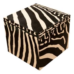 Pouf Zèbre 100 % cuir de vachette - Noir / Blanc