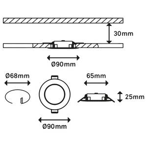 Spots encastrables Kulana I (lot de 3) Nylon - 3 ampoules - Argenté