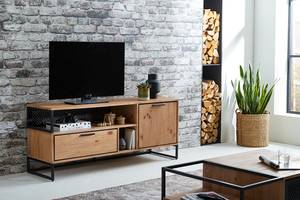 Tv-meubel HAXBY 154 cm massief pijnboomhout/staal - pijnboomhout/zwart