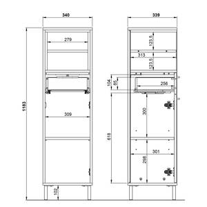 Armoire midi Loria 34 cm Blanc / Imitation chêne de Navarre