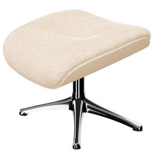 Relaxsessel LESO Bouclé Stoff Bony: Beige - Chrom glänzend - Mit Hocker