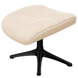 Relaxsessel LESO Bouclé Stoff Bony: Beige - Schwarz - Mit Hocker