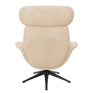 Relaxsessel LESO Bouclé Stoff Bony: Beige - Schwarz - Mit Hocker