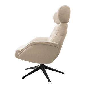 Relaxsessel LESO Webstoff Saia: Beige - Schwarz - Mit Hocker