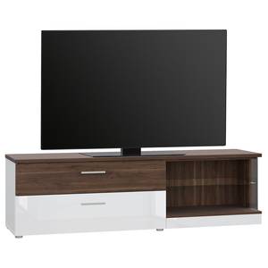 Tv-meubel Dorai hoogglans wit/walnotenhouten look