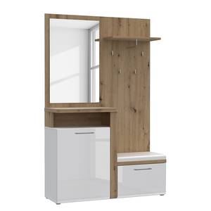 Compacte garderobe Troi hoogglans wit/Artisan eikenhouten look