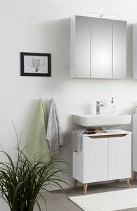 Salle de bain Tiberio II - 2 éléments Avec éclairage inclus Blanc satiné / Imitation chêne Riviera - Conique