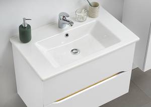 Salle de bain Tiberio VIII - 3 éléments Avec éclairage inclus Blanc satiné / Imitation chêne Riviera