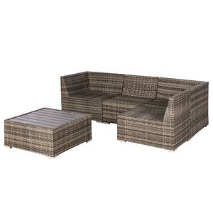 Loungeset Bahrani 5-teilig A Polypropylen / Polyester - Braun / Grau