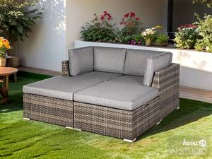 Loungeset Bahrani 4-teilig B Polypropylen / Polyester - Braun / Grau