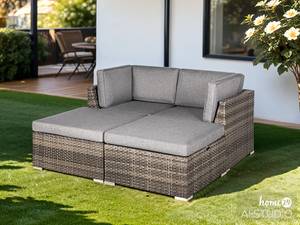 Loungeset Bahrani 4-teilig B Polypropylen / Polyester - Braun / Grau