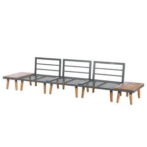 Set di 5 mobili modulari Capilla Legno massello di acacia / Poliestere - Grigio / Marrone