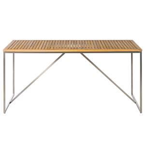 Table et chaises Toysa - 7 éléments Polyester / Teck massif - Gris / Marron