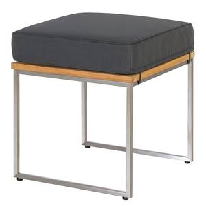 Table et chaises Toysa - 7 éléments Polyester / Teck massif - Gris / Marron