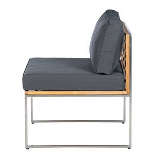 Table et chaises Cipressa - 3 éléments Polyester / Teck massif - Gris / Marron