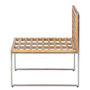 Table et chaises Cipressa - 3 éléments Polyester / Teck massif - Gris / Marron